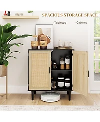 Homcom Bohemian Sideboard with 2 Rat Doors and Shelves