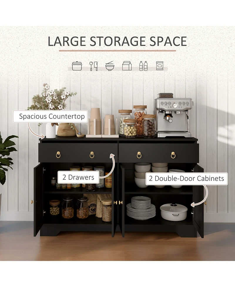 Homcom Kitchen Storage Sideboard, Buffet Cabinet with Barn Doors,
