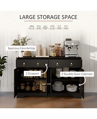 Homcom Kitchen Storage Sideboard, Buffet Cabinet with Barn Doors,