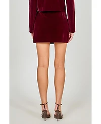 endless rose Women's Velvet Jeweled Button Mini Skirt