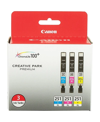 Canon Cli-251XL 3-Cartridge Color Ink Set for Select Pixma iP, iX, Mg, Mx Series Printers