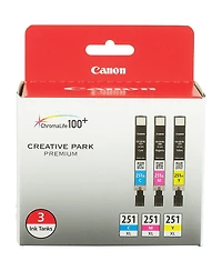 Canon Cli-251XL 3-Cartridge Color Ink Set for Select Pixma iP, iX, Mg, Mx Series Printers