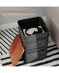 Homcom Ottoman with Storage Set of 2, Ottoman Stool with Metal Frame,