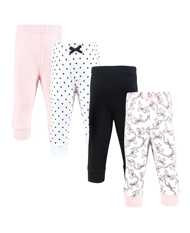 Hudson Baby Baby Girls Hudson Cotton Pants and Leggings, Pink Bows, 9-12 Months