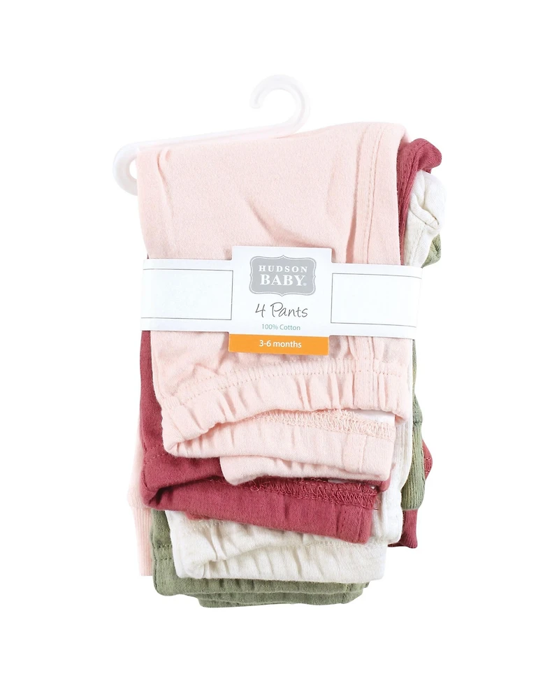 Hudson Baby Baby Girls Hudson Cotton Pants and Leggings, Pink Sage, 6-9 Months