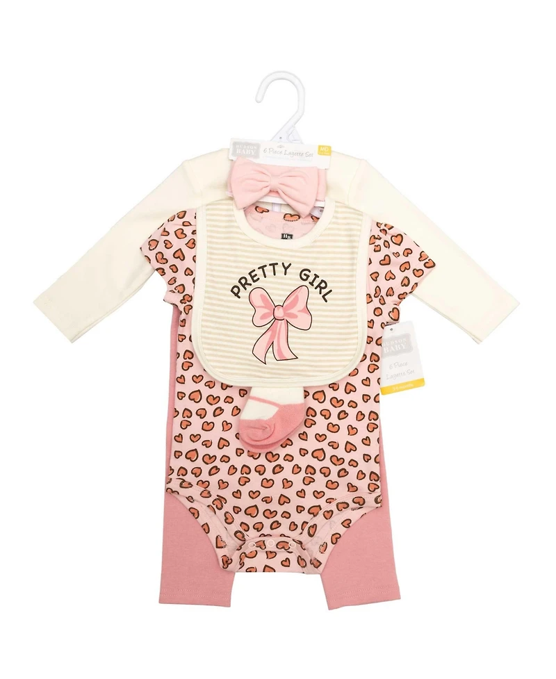 Hudson Baby Girls Cotton Layette Set, Leopard Bow, 9-12 Months
