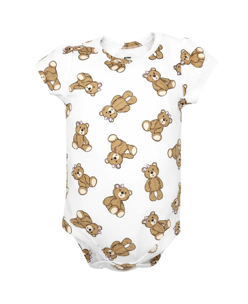 Hudson Baby Girls Cotton Layette Set, Pink Snuggle Bear, 9-12 Months