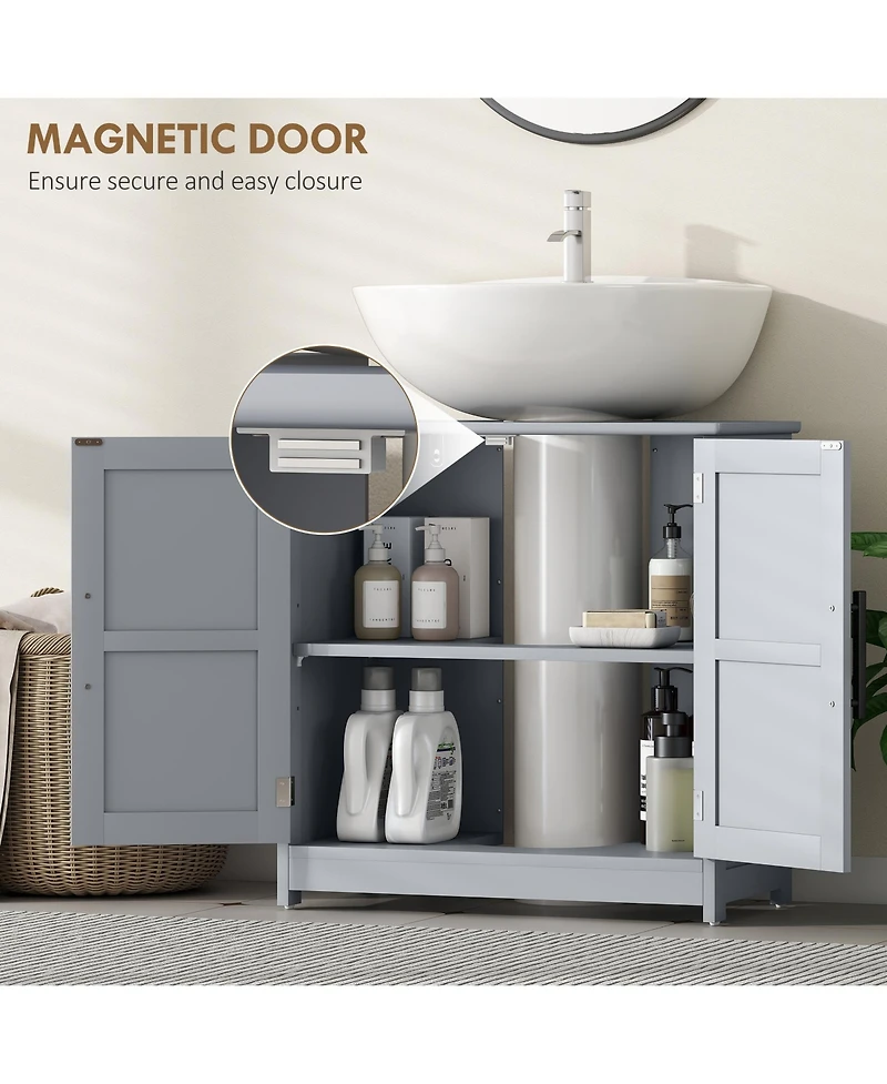 Homcom Pedestal Sink Storage Cabinet, Bathroom Sink Cabinet, Light