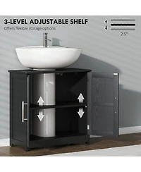 Homcom Pedestal Sink Storage Cabinet, Bathroom Light