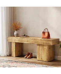 Tribesigns Solid Wood Bench, 47” Farmhouse Entryway Bench with Thickened Seat & Artistic Legs, Indoor Bench