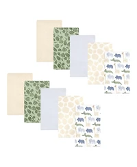 Hudson Baby Cotton Flannel Burp Cloths 10-Pack, Wild Leaf Safari, One Size
