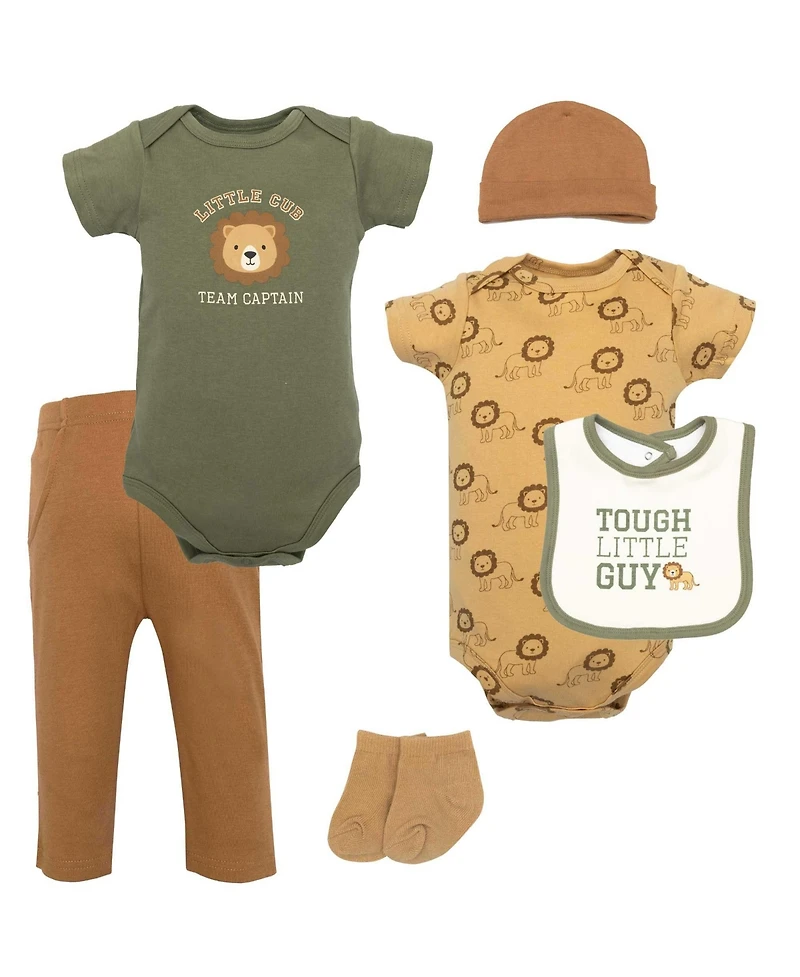 Hudson Baby Boys Cotton Layette Set, Tough Guy Lion, 9-12 Months