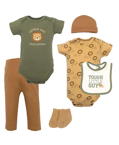 Hudson Baby Boys Cotton Layette Set, Tough Guy Lion, 9-12 Months