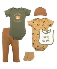 Hudson Baby Boys Cotton Layette Set, Tough Guy Lion, 9-12 Months