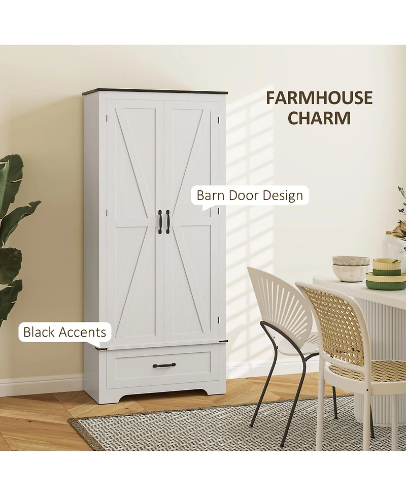 Homcom 72" Farmhouse Pantry Cabinet, Kitchen Pantry Cabinet