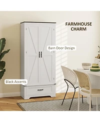 Homcom 72" Farmhouse Pantry Cabinet, Kitchen Pantry Cabinet