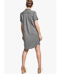 ellos Women's Button Front Linen Shirtdress