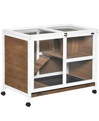 PawHut Small Rabbit Cage, Desk and Side Table Sized, Waterproof