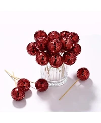 Yescom 20PCS 1.6" Small Disco Ball Mirror Mini Hanging Decoration for Events Wedding 70s 80s Party Business Holiday Home Decor Red
