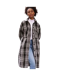 ellos Women's Wool Blend Long Shirt Jacket