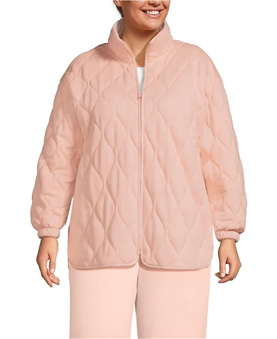 Lands' End Plus RainDefense Serious Sweats Quilted Full Zip Jacket