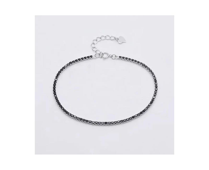 Sterling Silver Mini Black Tennis Bracelet