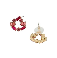 Women's The Crystal-Teardrop Stud Earrings - Fuchsia Pink