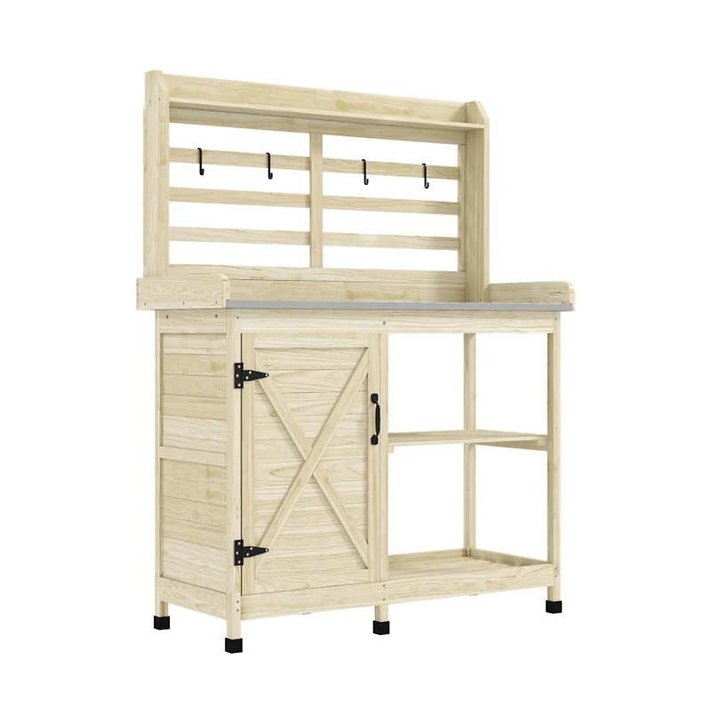 Outdoor Potting Bench with Open Shelf Storage for Gardening Needs