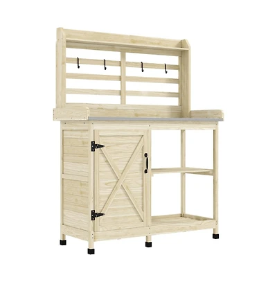 Outdoor Potting Bench with Open Shelf Storage for Gardening Needs