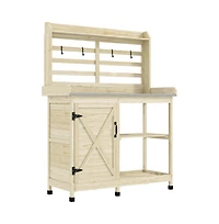Outdoor Potting Bench with Open Shelf Storage for Gardening Needs
