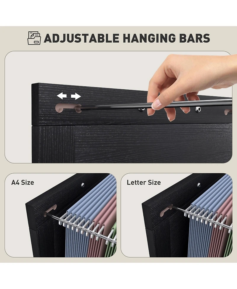 Homcom 3 Drawer File Cabinet, Filing Cabinet for A4 or Letter Size