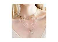 The Lovery Pink Pearl Star Charm 14K Gold