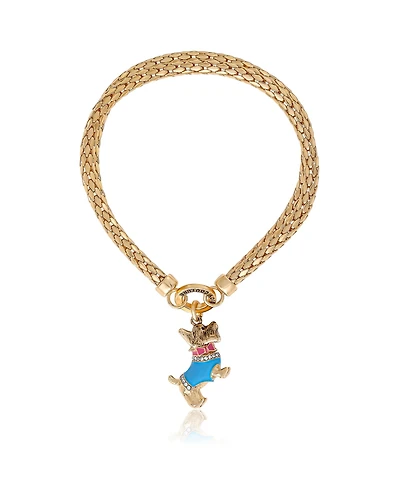 Juicy Couture Double Chain Bracelet with Blue Dog Charm