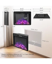 Sugift 26 Inch Recessed Electric Fireplace with Adjustable Flame Brightness