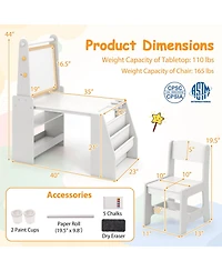 Kids Table and Chair Set with 3-in-1 Easel and Storage
