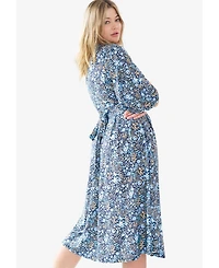 ellos Women's Surplice Tie Back Midi Dress