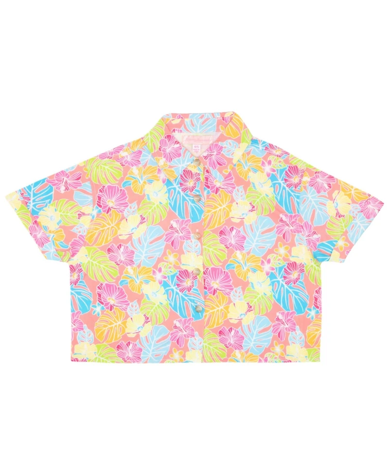 Tommy Bahama Girls 2 Piece Cabana Shirt and Flutter Cargo Short Set Outfit