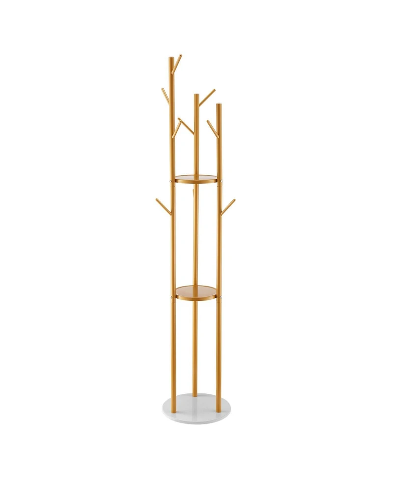 Slickblue Freestanding Coat Rack Stand with Quartz Stone Base and 9 Hooks