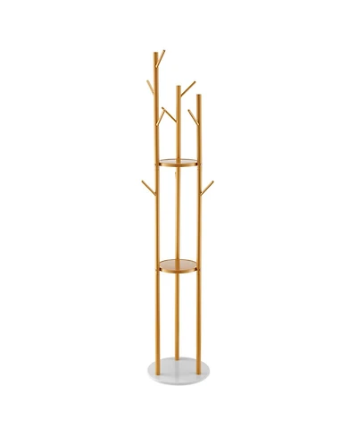 Slickblue Freestanding Coat Rack Stand with Quartz Stone Base and 9 Hooks