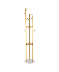 Slickblue Freestanding Coat Rack Stand with Quartz Stone Base and 9 Hooks