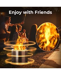 Cowsar Smokeless Fire Pit 3.0, 19" Outdoor Portable Wood-Burning Fire Pit with Detachable Ash Pan, Stainless Steel, Round Flame Hole, Carry Bag