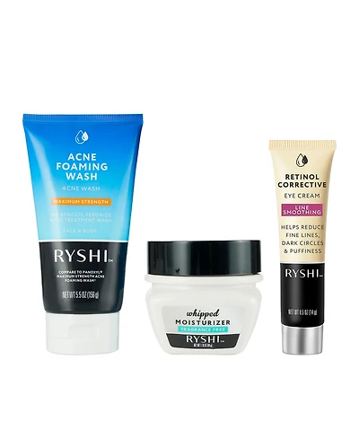Pursonic Clear & Renew Skincare Trio: Acne Foaming Wash, Whipped Moisturizer & Retinol Corrective Eye Cream