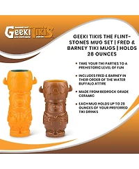 Geeki Tikis The Flintstones Mug Set | Fred & Barney Tiki Mugs | Holds 28 Ounces