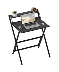 Homcom Small Folding Desk Foldable Computer with Monitor Shelf