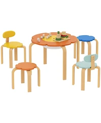 Qaba Kids Table and Chairs Set, 5 Piece Toddler Table and Chair Set