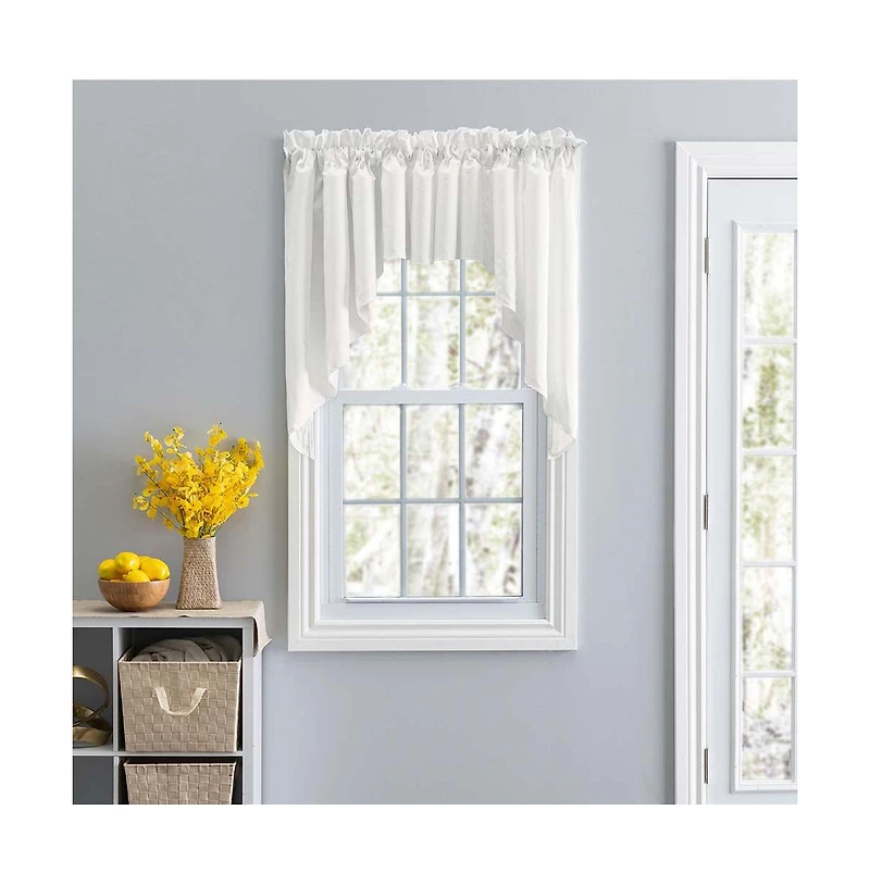 Ellis Curtain Stacey 3" Rod Pocket High Quality Fabric Solid Color Window Lined Swag Set