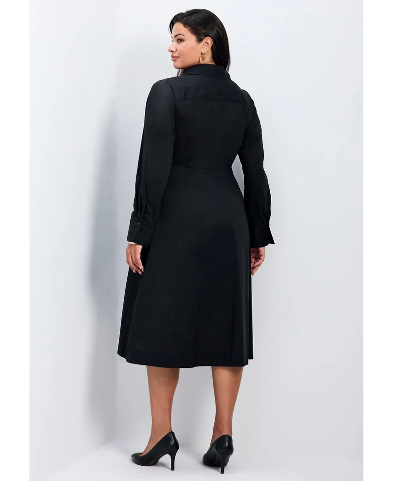 Avenue Women's Bethany Poplin Tie Front Shirtdress