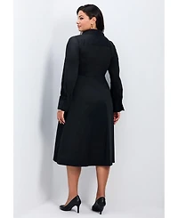 Avenue Women's Bethany Poplin Tie Front Shirtdress