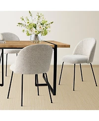 Maison Boucle Modern 5-Piece Dining Set for 4, Rectangular Table with Sturdy Metal Frame and Upholstered Chairs Small Room