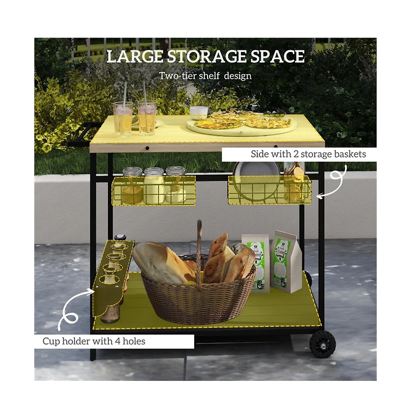 Slickblue Outdoor Bar and Serving Cart for Entertaining Guests on Patio or Deck